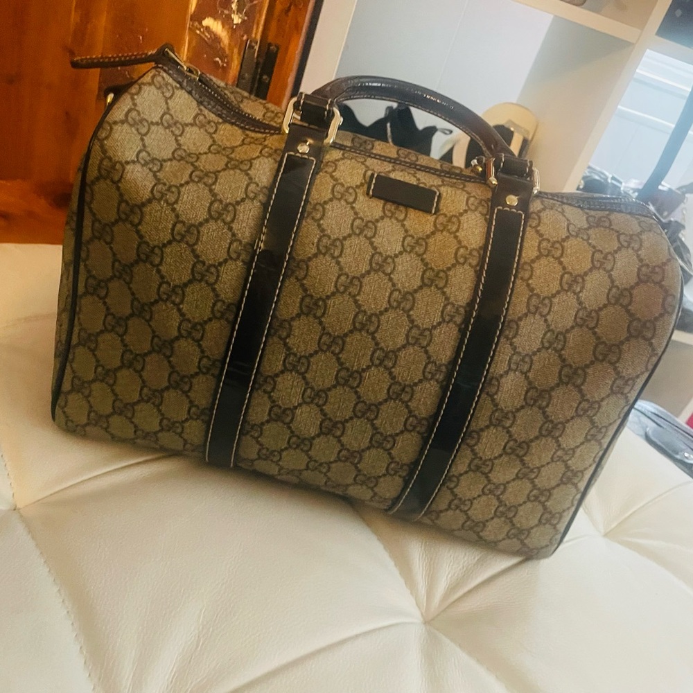 Authentic Gucci Monogram Joy Boston Satchel Bag. Beige and Brown. Code: 193603